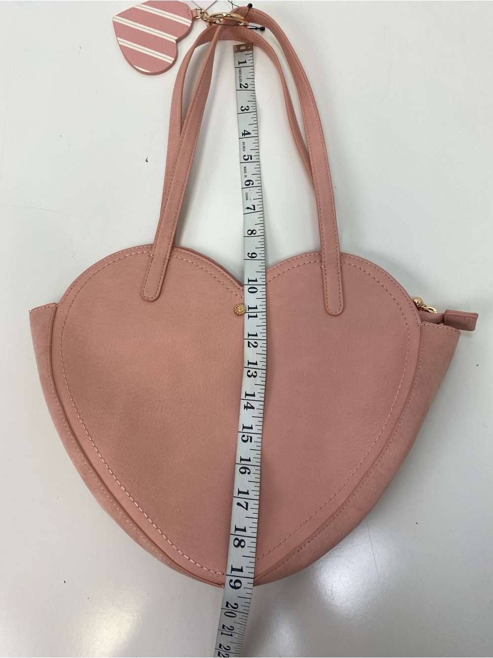 LC Lauren Conrad Pink Heart-Shaped Shoulder Bag with Heart Charm - Picture 7 of 7